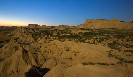 desert landscape of Navarra in   moonlit night. Spainの写真素材