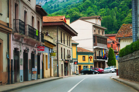 PROAZA, SPAIN - JULY 2, 2015:  Street  of Proaza.  Asturias, Spainのeditorial素材