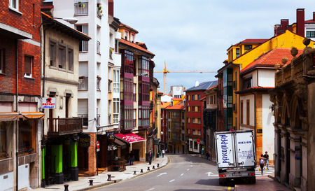 OVIEDO, SPAIN - JULY 2, 2015:  Street at old part of Oviedo.  Asturias, Spainのeditorial素材