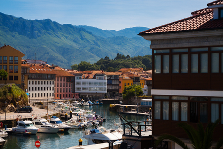 LLANES, SPAIN - JULY 3, 2015: Day view of Llanes with port. Asturias,  Spainのeditorial素材