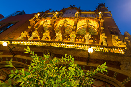 Exterior  of Palau de la Musica Catalana in Barcelona, Cataloniaのeditorial素材