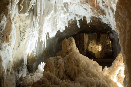 Inside view of grotto at  abandoned salt mineの写真素材