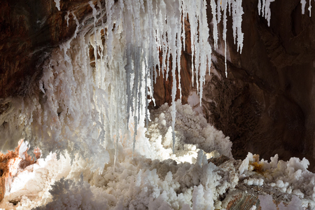 Salty stalactites  at   salt caveの写真素材