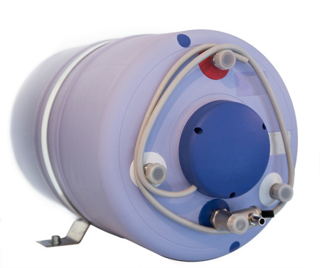 Compact marine boiler for yachts isolated on white close upの写真素材