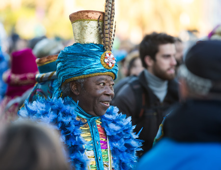 BARCELONA, SPAIN - JANUARY 5, 2016: Cabalgata de Reyes Magos in Barcelona.
Cavalcade of Magi is traditional parade of kings  in all Spanish citiesのeditorial素材