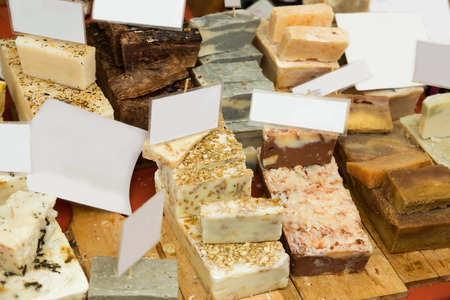 Collection of decorative soaps for different needs in store displayの写真素材