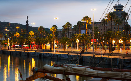 Evening   embankment in Barcelona. Catalonia, Spainの写真素材