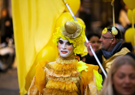 BARCELONA, SPAIN - FEBRUARY 4, 2016:  Carnaval at Barcelona in evening time.  Catalonia, Spainのeditorial素材