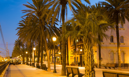 Twilight view of Rambla passage at Badalona. Spain Twilight view of Rambla passage at Badalona. Spain