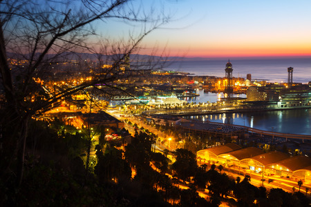 Dawn view of Barcelona from Mondjuic. Catalonia, Spainの写真素材