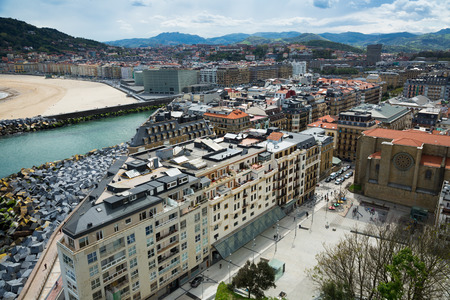 Above view of San Sebastian with  river. Spainの写真素材