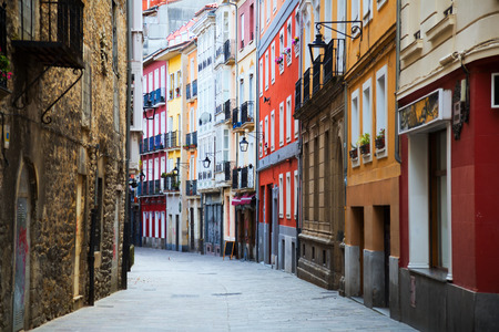 street in historic part of  Vitoria-Gasteiz.  Basque Country, Spainの写真素材