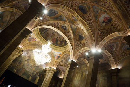 St. George Hall (Salon de San Jorge) in palace Generalitat de Catalunya. Barcelonaのeditorial素材