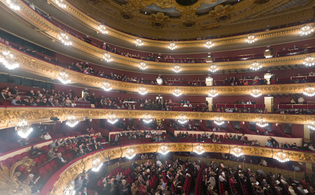 BARCELONA, SPAIN - MARCH 27, 2015: Audience at Beethoven Concert in The Gran Teatre del Liceu in Barcelona, Catalonia.のeditorial素材