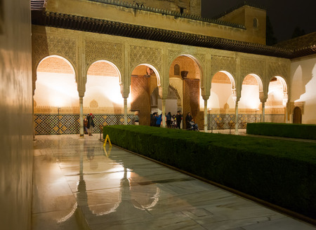 GRANADA, SPAIN - MAY 12, 2016: Court of  Myrtles (Patio de los Arrayanes), Alhambra.  Granada,  Spainのeditorial素材