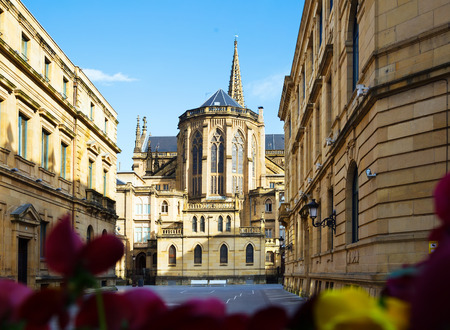 Day view of  The Cathedral of the Good Shepherd in San Sebastian.  Spainの写真素材