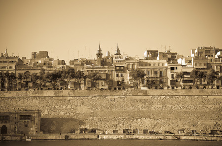 View of old Valletta from Grand Harbour. Maltaの写真素材