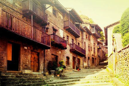 picturesque view of old Catalan village. Rupit,  Catalonia