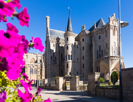 Episcopal Palace of Astorga, was built 1889-1815.  Spainのeditorial素材