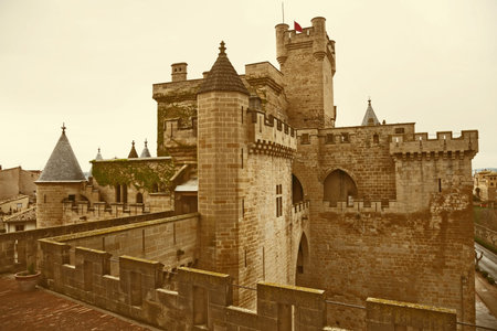 Palace of the Kings of Navarre at Olite.  Navarre, Spain. Toned imageのeditorial素材