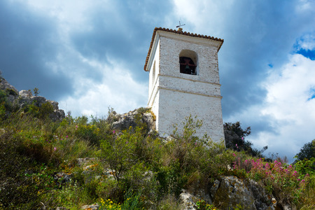 View on Guadalest medieval castle on top of mountains in Alicante province in Spainのeditorial素材