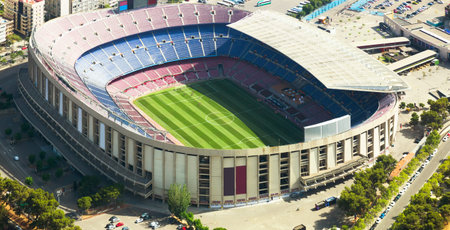 Camp Nou, famous footbal stadium in Barcelona of Catalonia, Spainのeditorial素材