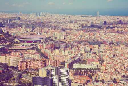 Aerial view at the Eixample dictrict of Barcelona in summertimeの写真素材
