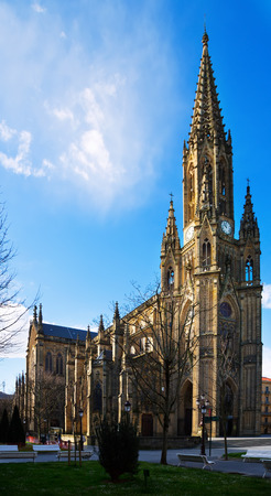 Day view of  Cathedral of the Good Shepherd in sunny day. San Sebastian, Basque Countryの写真素材