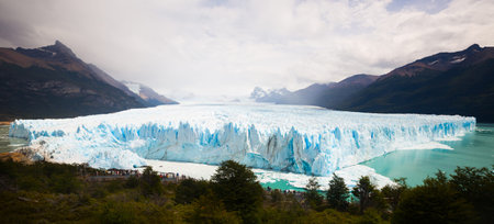 View on the Perito Moreno Glacier and surroundings in Los Glaciares National Park in Argentinaの写真素材