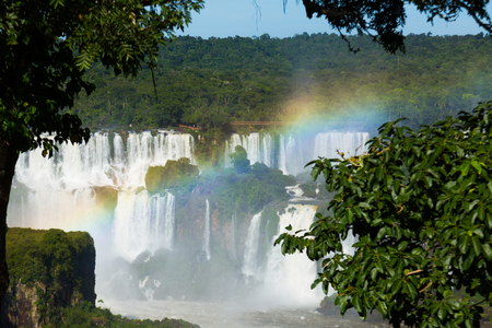General view on the grand Iguazu Waterfalls system in Brazilの写真素材
