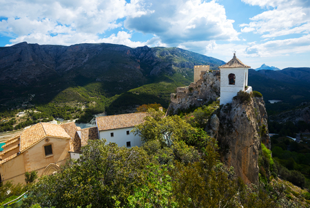 View on Guadalest medieval castle on top of mountains in Alicante province in Spainのeditorial素材