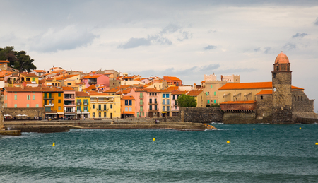 Small and picturesque French village of Collioure on Mediterranean coastのeditorial素材