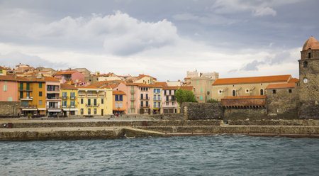 Colors french town and castle Collioure part of the coast Vermillion