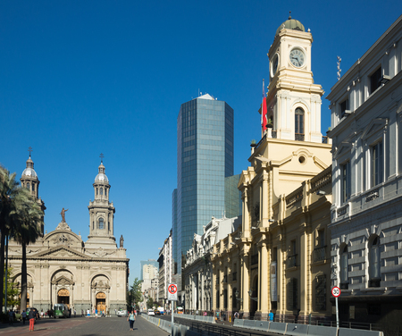 SANTIAGO, CHILE â FEBRUARY 11, 2017:  Picturesque view of Plaza de Armas in city downtown. Santiago, Chileのeditorial素材