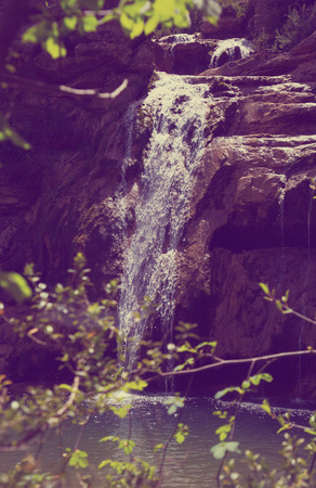 Pure mountain creek with green water attractive place in Spainの写真素材