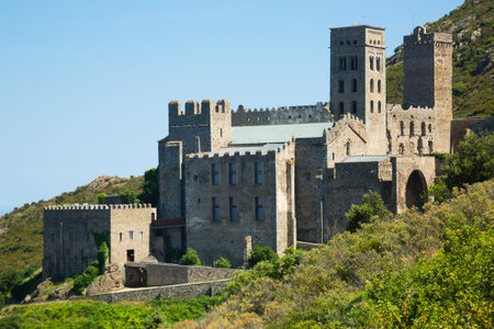 View of Monestir de Sant Pere de Rodes, Girona province, Spainのeditorial素材
