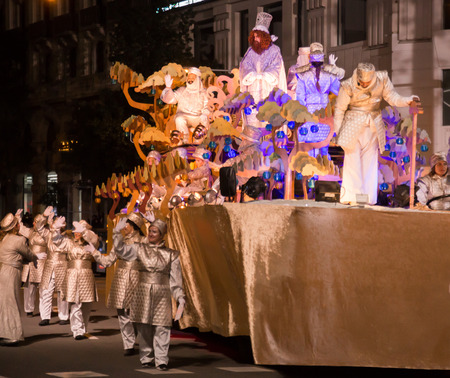 BARCELONA, SPAIN â JANUARY 5, 2017:  Grand parade to celebrate traditional arrival of Three Magi. Barcelona, Spainのeditorial素材