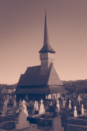 Image of wooden Biserica in Rozavlea in Romania.の写真素材