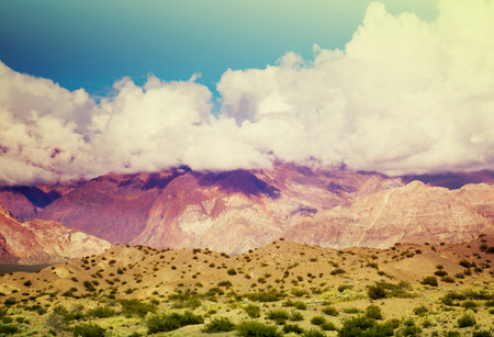 Nature and views of landscape and Andes mountains near National Highway 7, Patagonia, Argentina, South Americaの写真素材