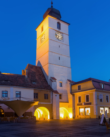 Image of Tower Sfatului is architecture landmark of Sibiu in Romania.の写真素材