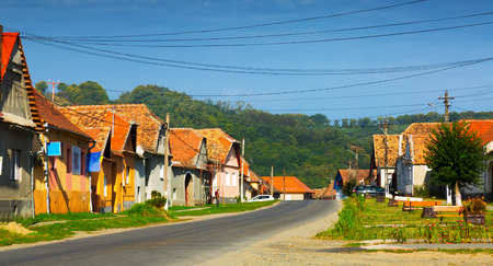 Rural landscape of village in Transylvania, Romaniaの写真素材