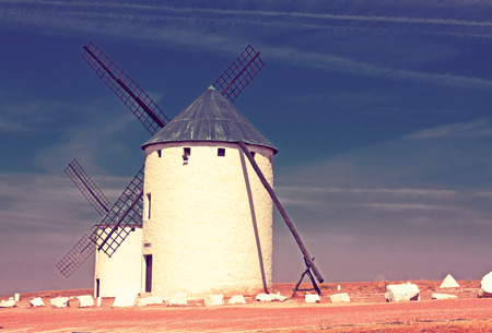 Windmill in field - Campo de Criptana. La Mancha, Spainの写真素材