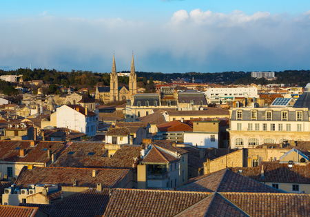 Aerial view of Nimes with Church Saint-Baudile, Franceの写真素材