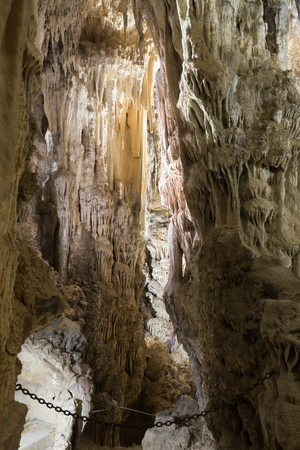 Image of illuminated view of Grotte des Demoiselles in  France, natureの写真素材