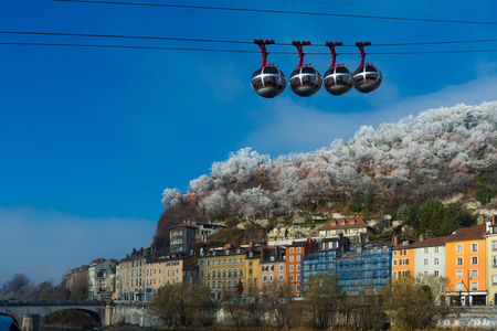 View on cable car of Grenoble in France outdoors.の写真素材