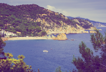 General view on Costa Brava waterfront at sunny day in summerの写真素材