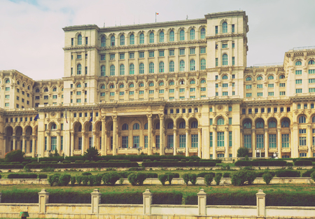 View of Palace of Parliament in Bucharest, Romaniaの写真素材