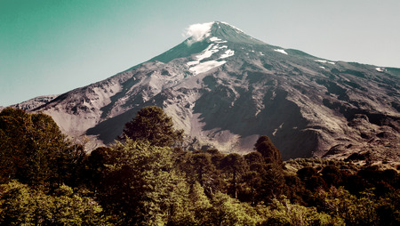 Spectacular view on Lanin volcano in Patagonian Andes on the border of Argentina and Chileの写真素材