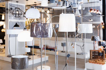 Designer interior lamp with lights in the modern furniture shopの写真素材