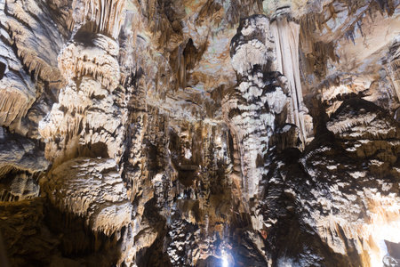 View on darkness of cave of Demons in Southern France outside.